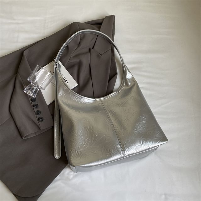Faux Leather Shoulder Bag + Pouch