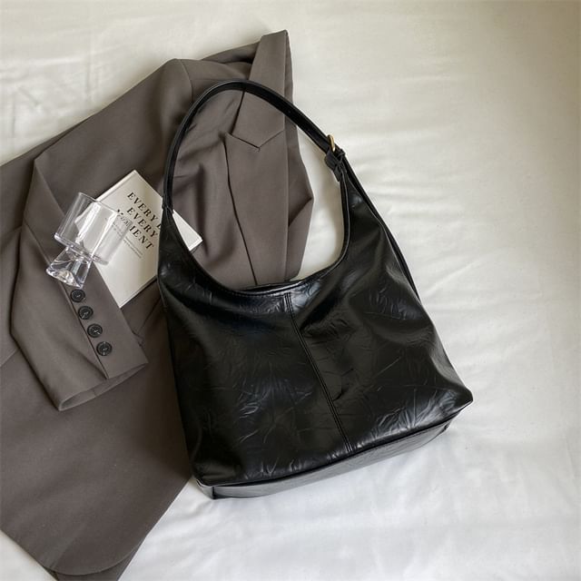 Faux Leather Shoulder Bag + Pouch