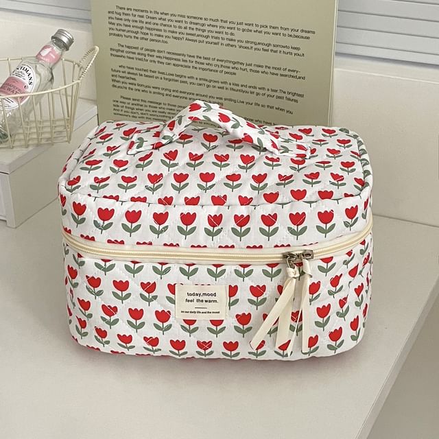 Floral Fabric Makeup Bag / Clutch