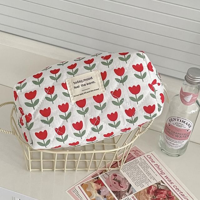 Floral Fabric Makeup Bag / Clutch