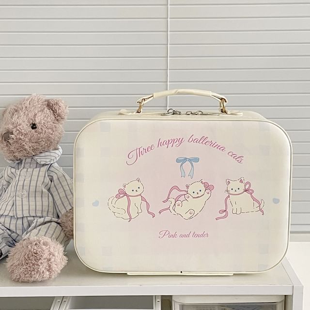 Animal Faux Leather Boxy Makeup Bag