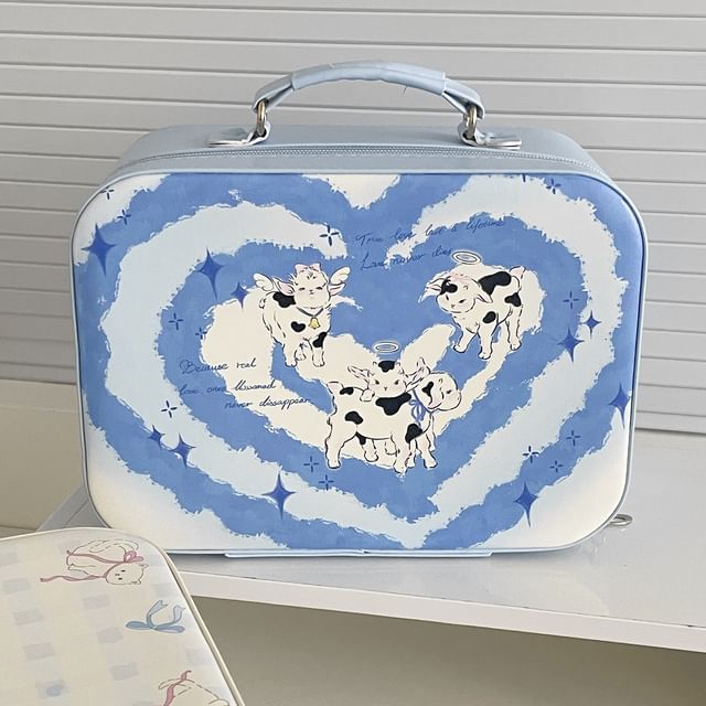Animal Faux Leather Boxy Makeup Bag