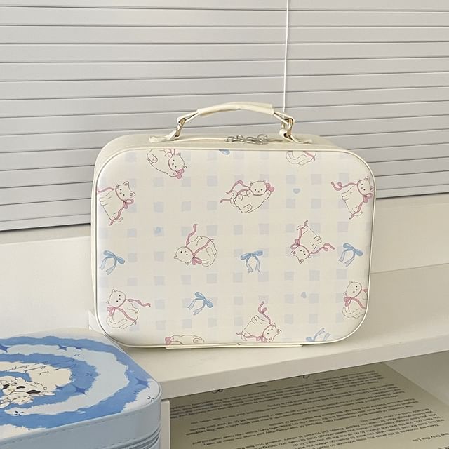 Animal Faux Leather Boxy Makeup Bag