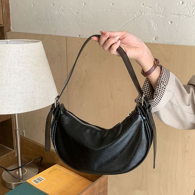 Bag Leather Faux Crescent Shoulder