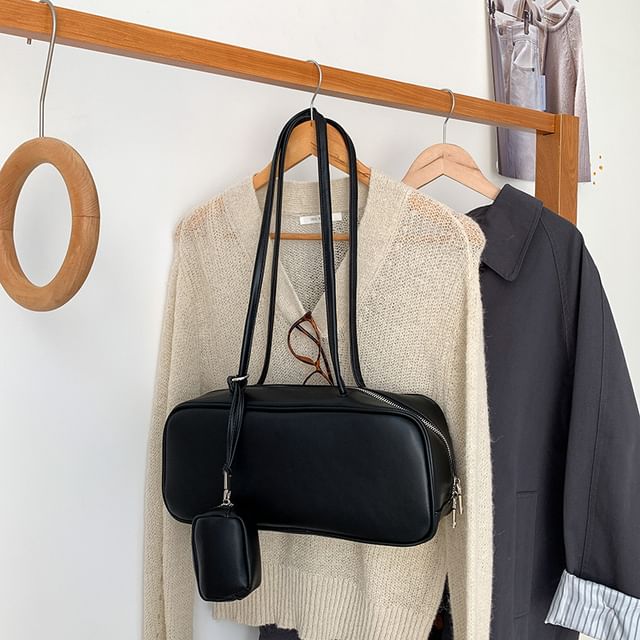 Shoulder Bag + Faux Purse Coin Leather