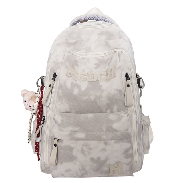 Applique / Tie Lettering Backpack Nylon Set Bag Dye Laptop Charm