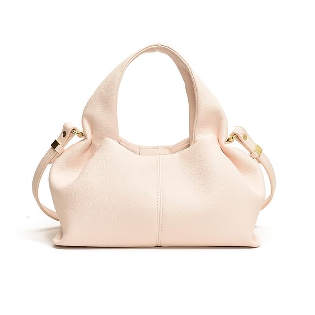 Faux Plain Bag Handle Crossbody Top Leather