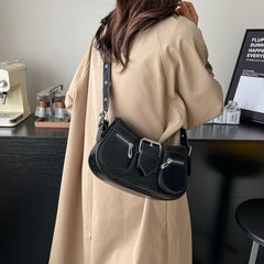 Faux Shoulder Bag Leather Buckled