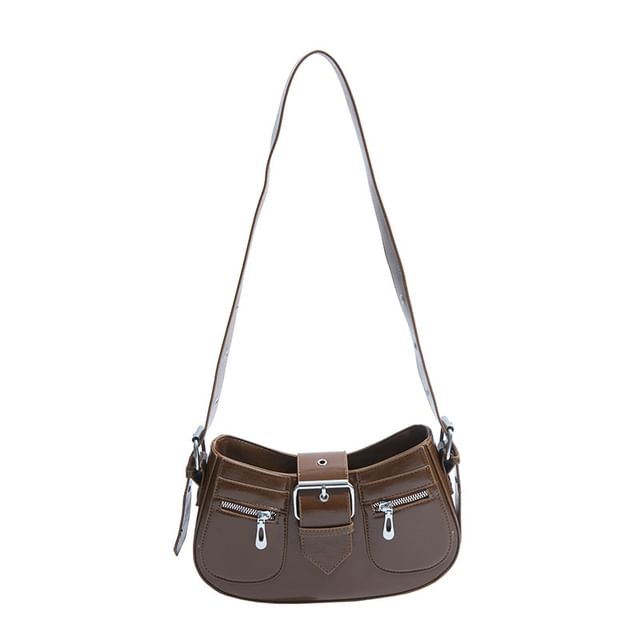 Faux Shoulder Bag Leather Buckled