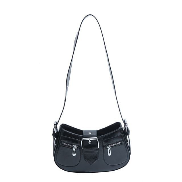 Faux Shoulder Bag Leather Buckled