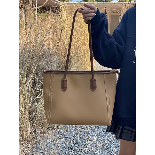 Tote Leather Plain Bag Faux