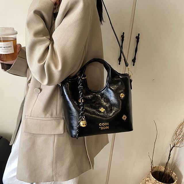 Handle Faux Leather Bag Bucket Top