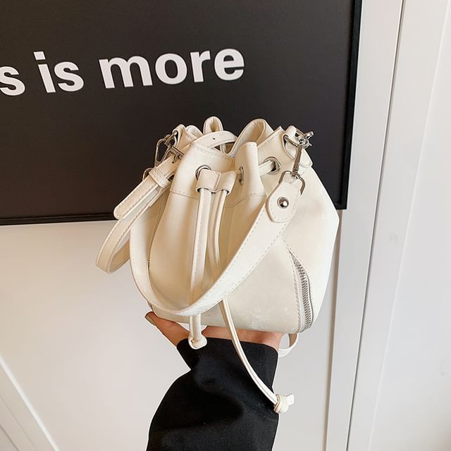 Leather Bag Drawstring Bucket Faux