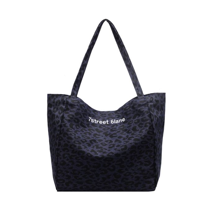 Tote Denim Leopard Bag Print