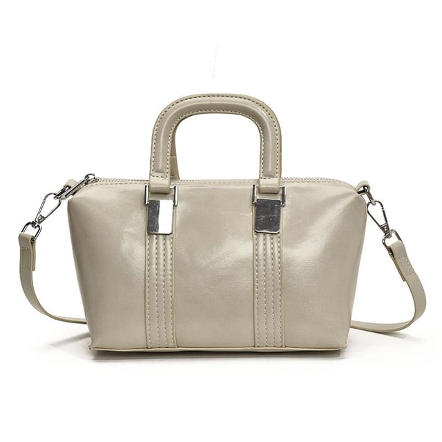 Leather Faux Handle Plain Bag Crossbody Top