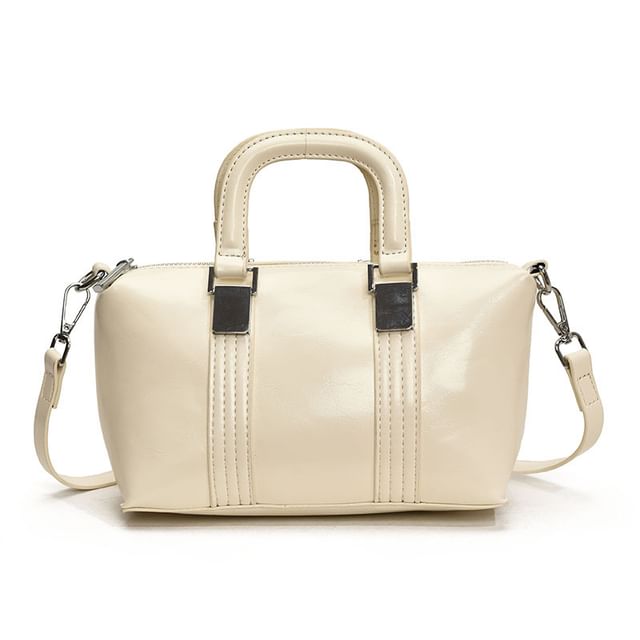 Leather Faux Handle Plain Bag Crossbody Top