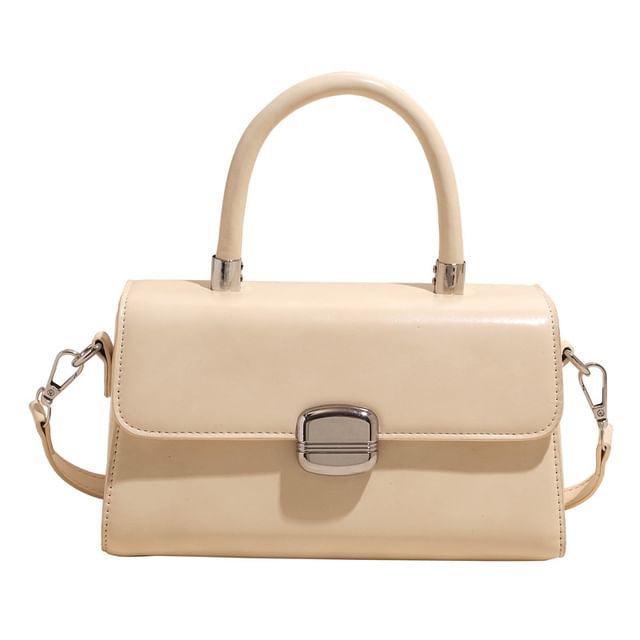 Bag Top Plain Leather Handle Flap Crossbody Faux