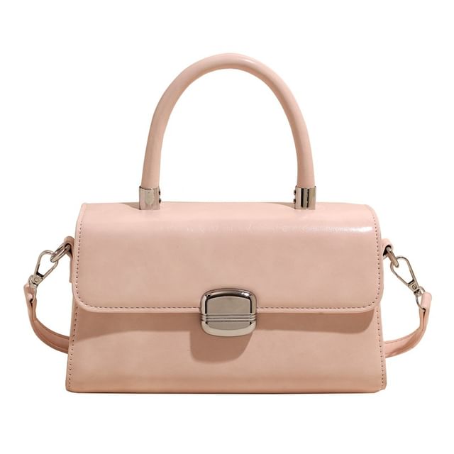Bag Top Plain Leather Handle Flap Crossbody Faux