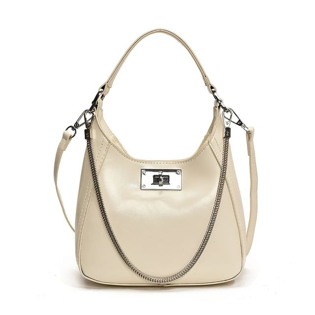 Top Faux Bag Leather Handle Twist Crossbody Lock