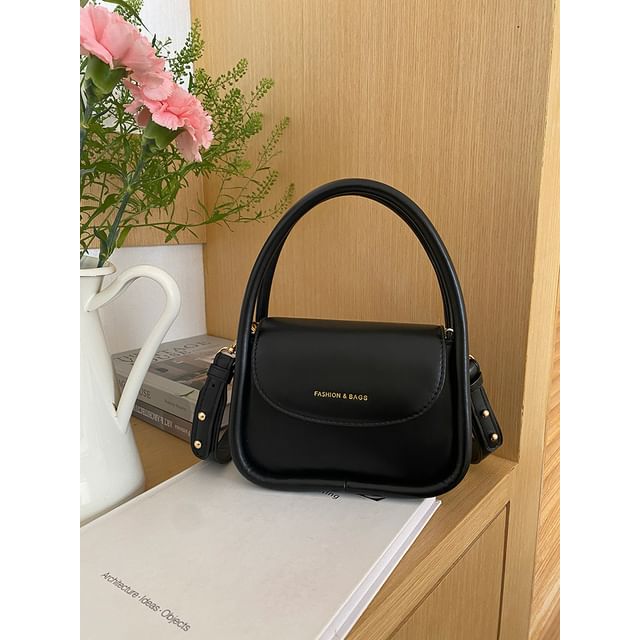 Faux Bag Top Leather Crossbody Handle Flap