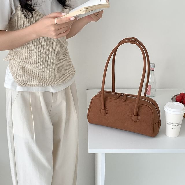 Faux Bag Shoulder Leather Plain