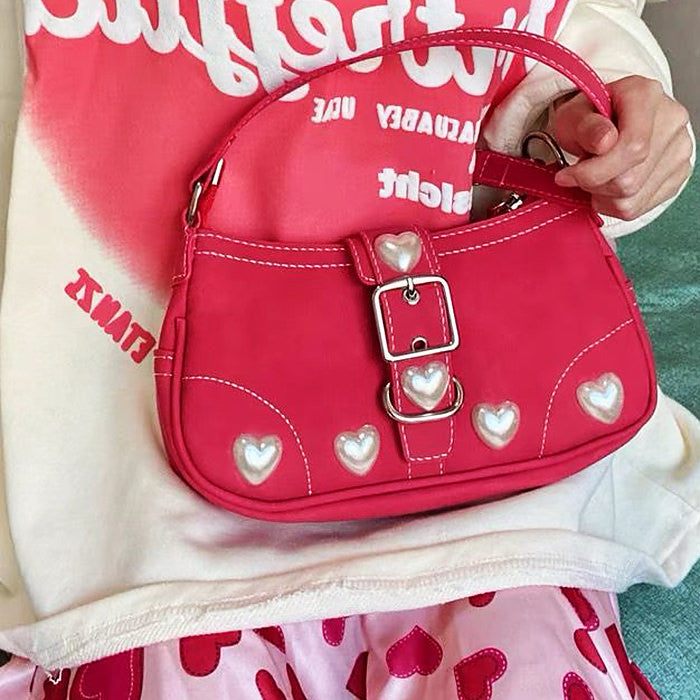 Y2K Red Pearl Heart Bag