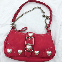 Y2K Red Pearl Heart Bag
