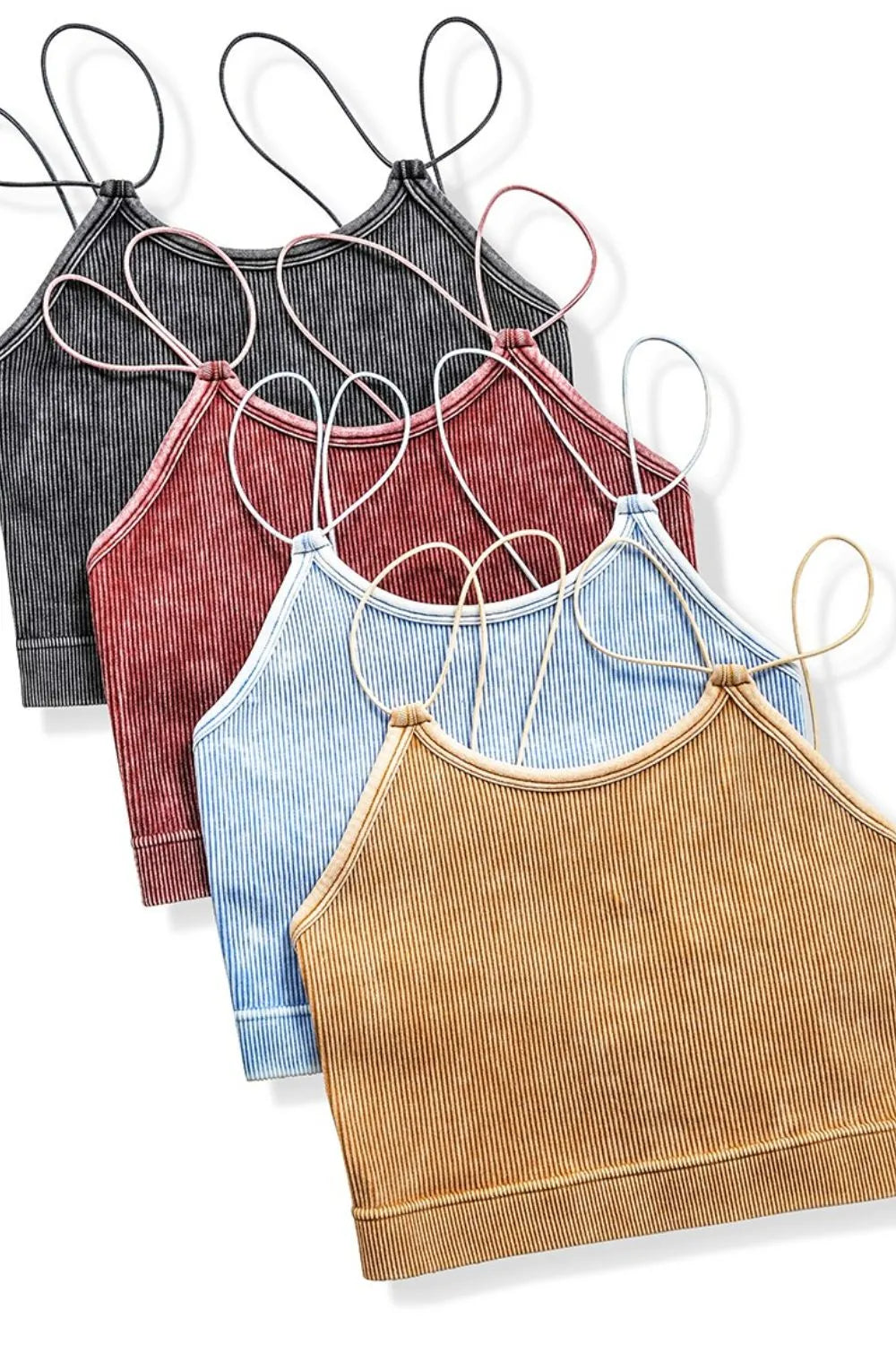 Washed Ribbed Seamless Double Strap Brami
