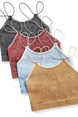 Washed Ribbed Seamless Double Strap Brami