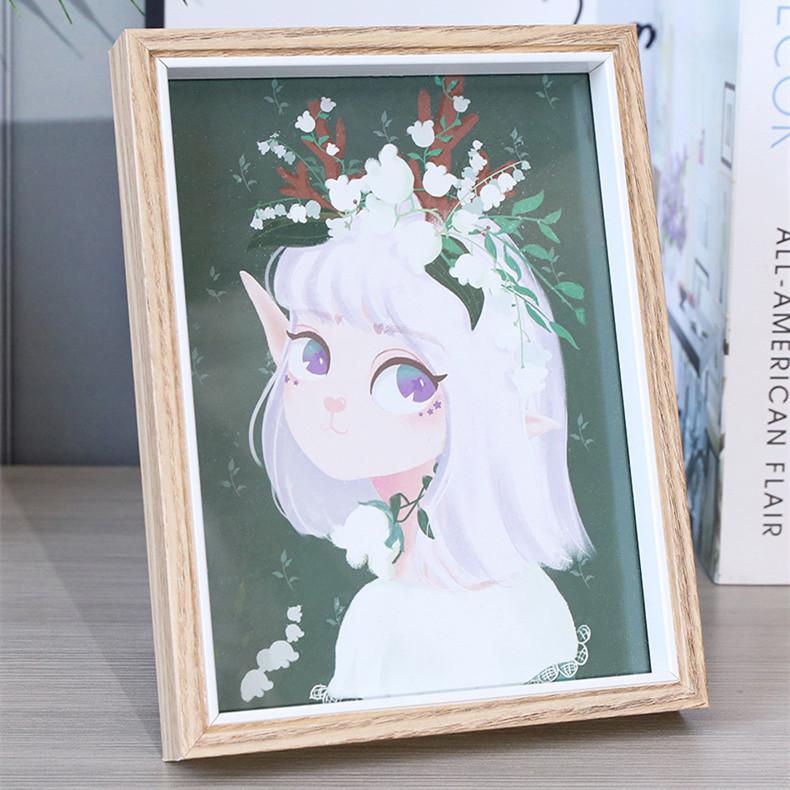 Deer And Girl Wood Frame Decoration