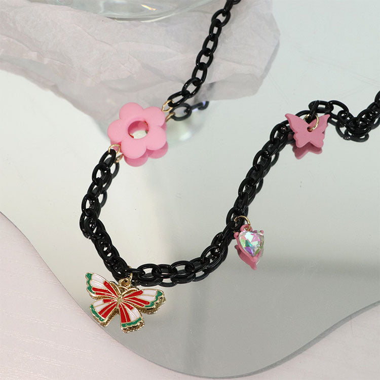 Cute Flower Butterfly Necklace