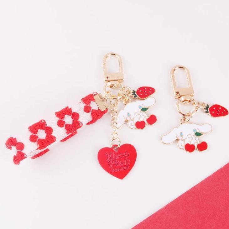 Big Ear Rabbit Love Strawberry keychain