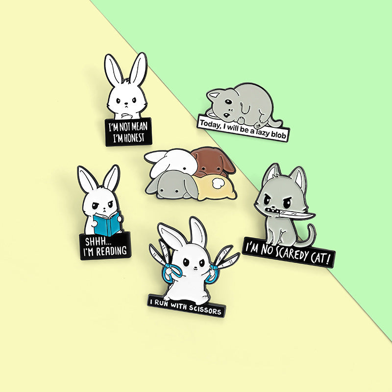 Cartoon Rabbit Hamster Letter Pins