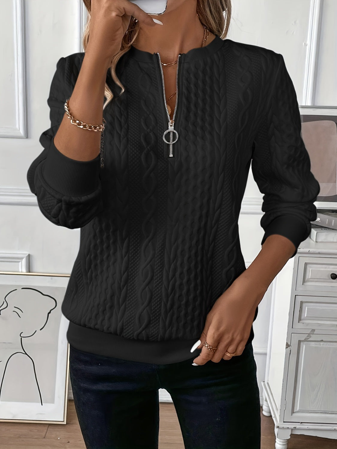 Half Zip Long Sleeve Sweatshirt