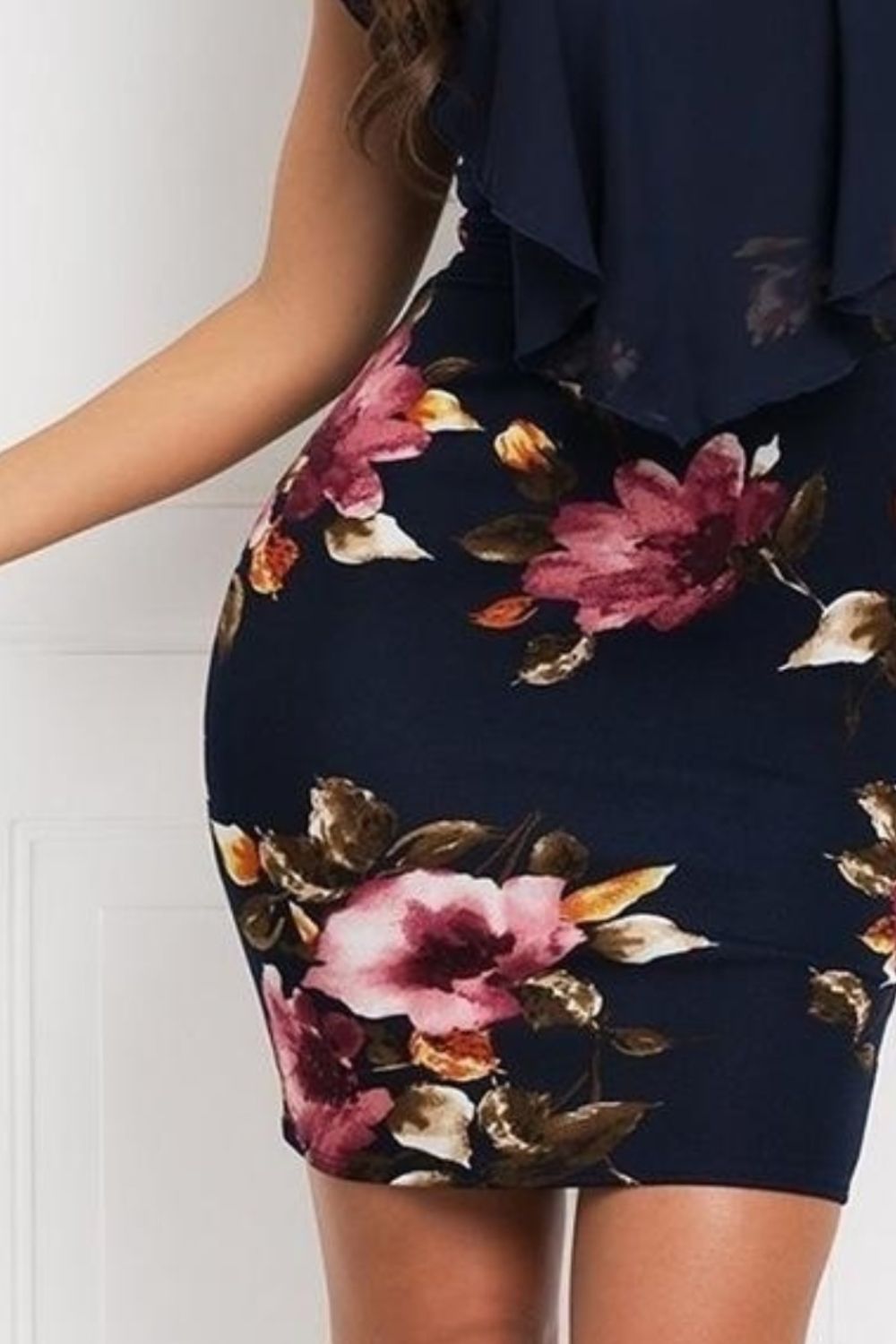 Printed Ruffled Sleeve Mini Dress