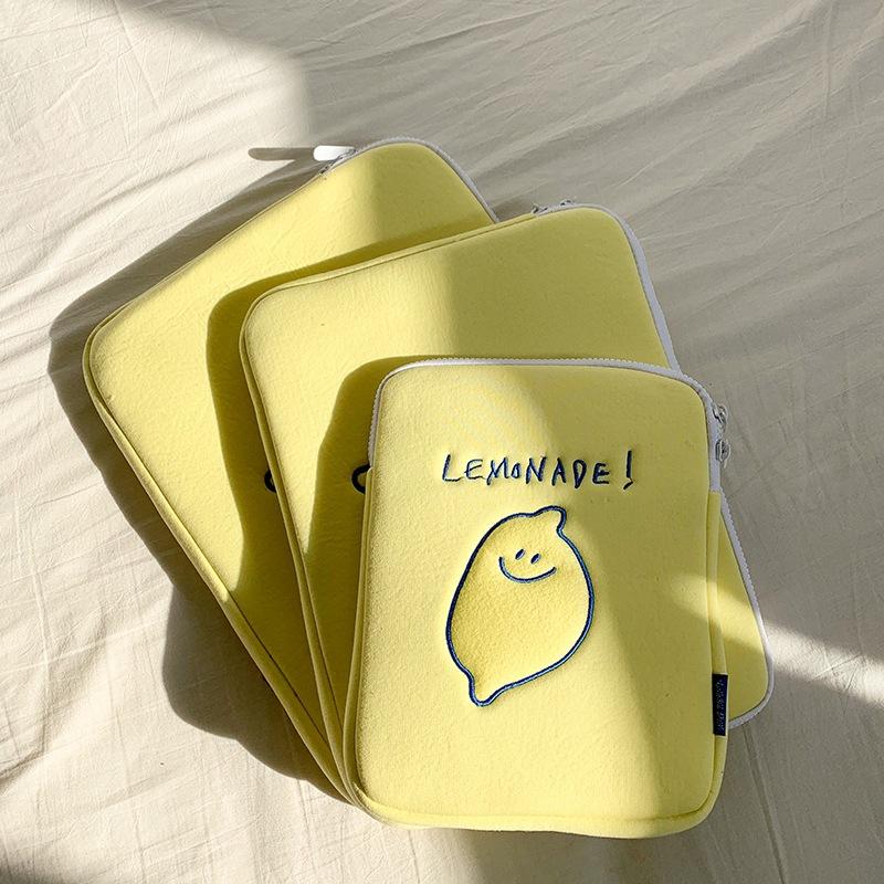 Lemon Embroidery Letters Ipad Laptop Bag