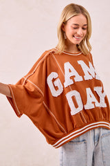 Gameday Patchwork Stitch Detail Top