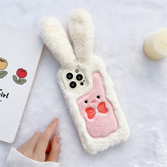 Plush Bow Long-Eared Rabbit Phone Case