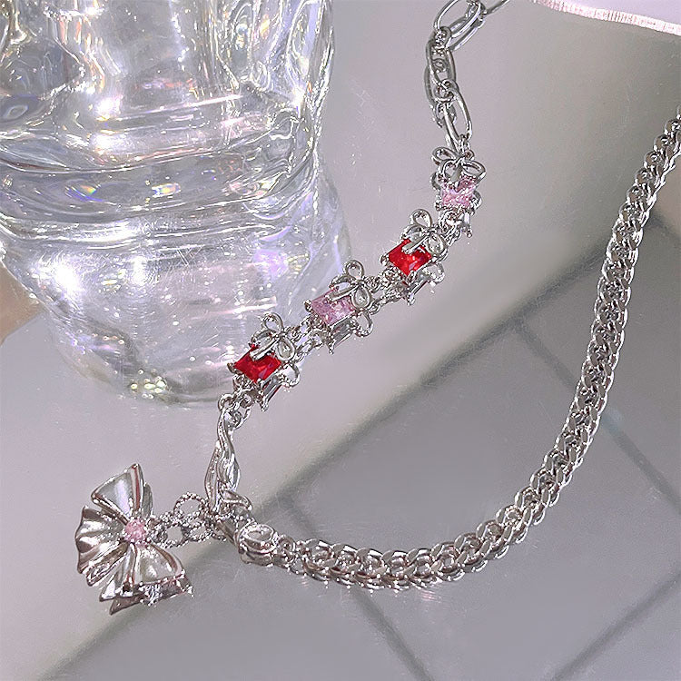 Zircon Flash Bow Necklace