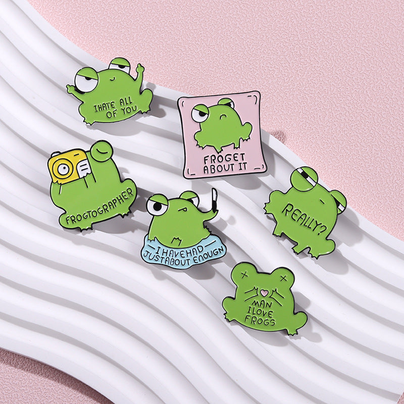 Cartoon Cute Frog Letter Pins