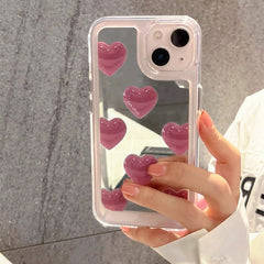 Pink Heart Mirror Phone Case