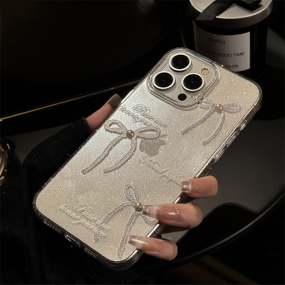 Pearl Bow Transparent Phone Case