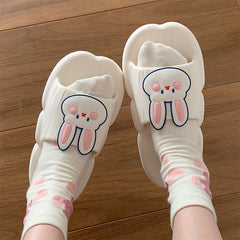 Summer Cute Front Bunny Stripe Slippers