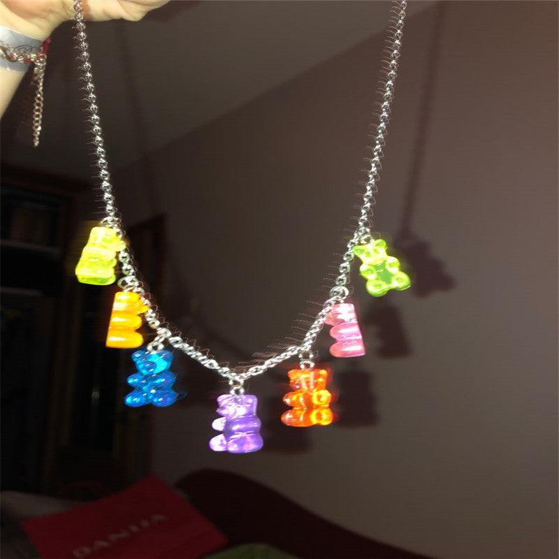 Rainbow Candy Bear Necklace