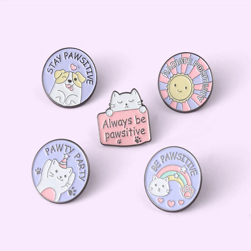 Cartoon Round Cat Claw Pins