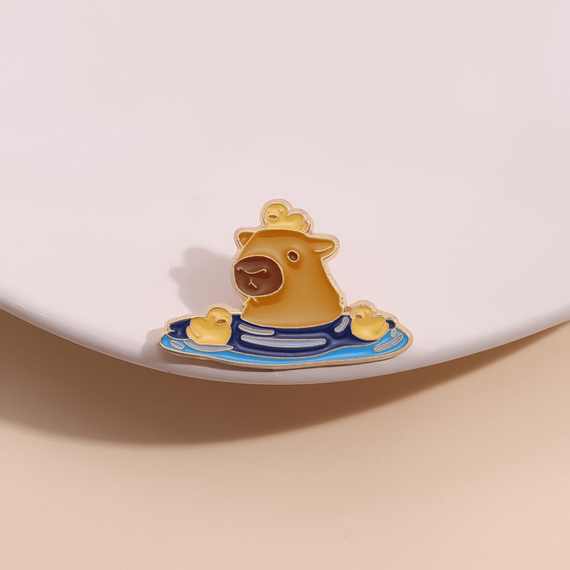 Cute Bathing Capybara-Shaped Pins