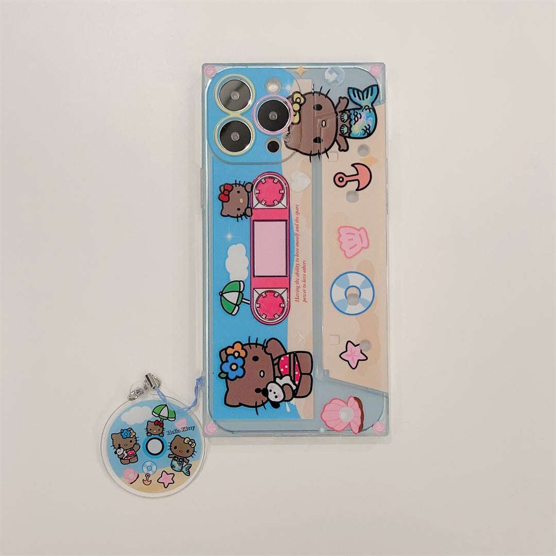 Kawaii Tanned Cat Magnetic Tape Holder Phone Case