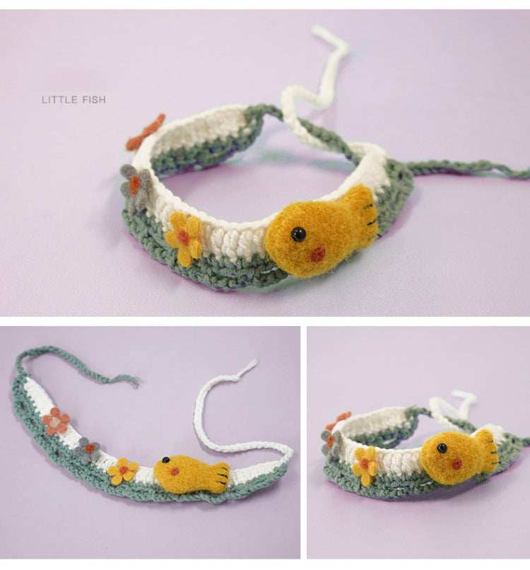 Milk Cotton Wool Knitted Cat Neck Collar