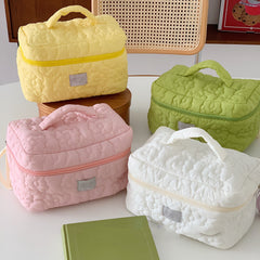 Candy Color Flower Soft Cosmetic Bag