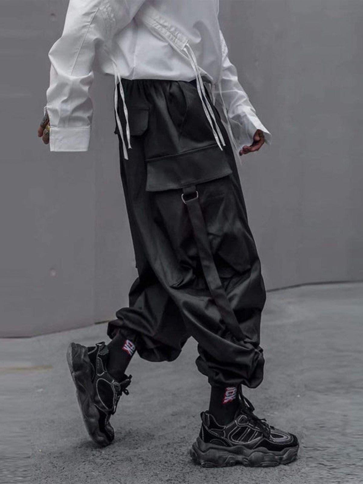 "Pure Black Ribbon" Cargo Pants